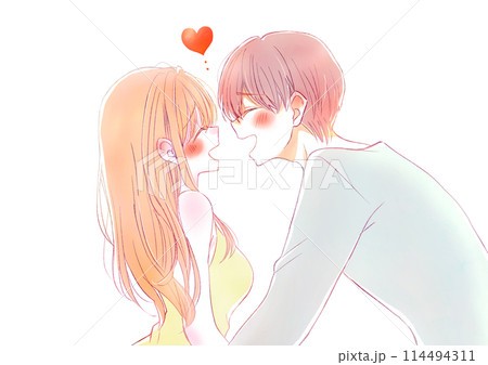 笑顔で笑い合う男女 114494311