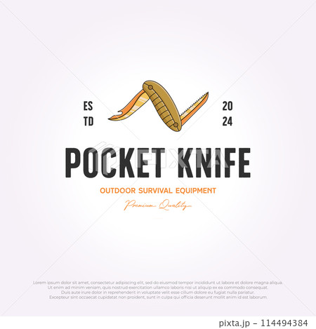 simple pocket knife logo vintage vector flat template design illustration 114494384