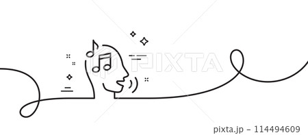 Voicemail line icon. Continuous one line with curl. Audio message sign. Singing symbol. Voicemail single outline ribbon. Loop curve pattern. Vector 114494609