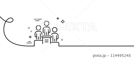 Business podium line icon. Continuous one line with curl. Employee nomination sign. Teamwork award symbol. Business podium single outline ribbon. Loop curve pattern. Vector 114495248