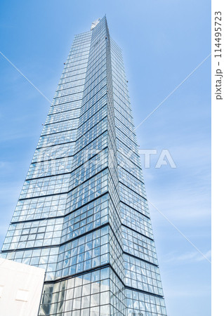 「秋田県」青空とポートタワーの風景　秋田市 114495723