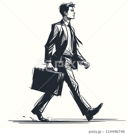 歩いているビジネスパーソンの男性 114496746