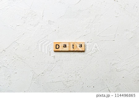 data word written on wood block. data text on table, concept 114496865