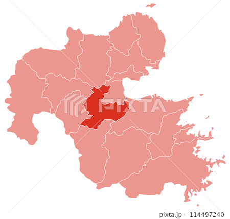 分割できる大分県地図　由布市強調 114497240