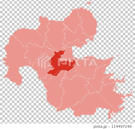 分割できる大分県地図　由布市強調 114497240