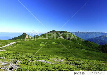 朝の乗鞍大黒岳からの風景（撮影地：乗鞍、大黒岳） 114497358