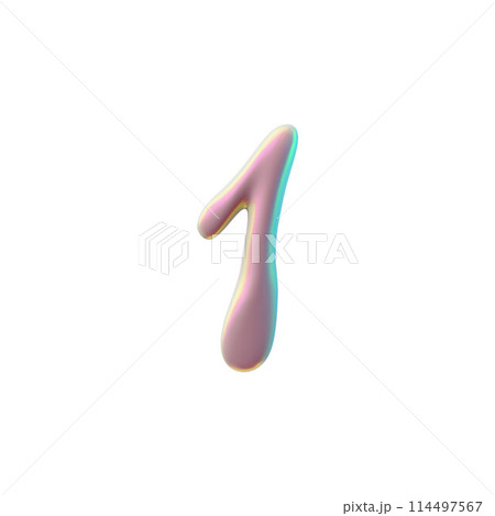 Glossy 3D vector illustration of number 1 on isolated background. 114497567