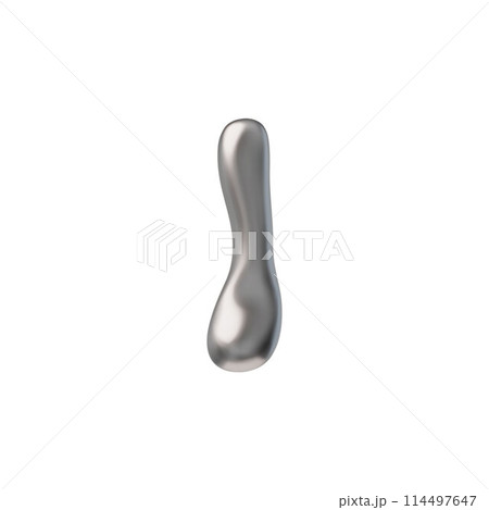 Futuristic glossy Y2K letter "I" with 3D liquid chrome effect. Isolated background. 114497647