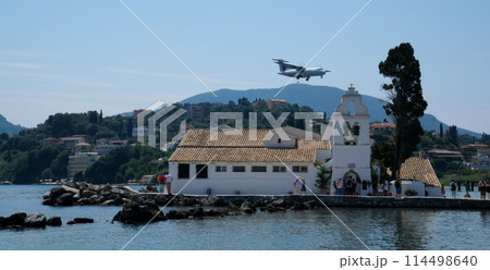 Various attractions on the island of Corfu Greece streets Ocean sea beauty of nature boats famous places for tourists. High quality Various attractions on the island of Corfu Greece streets Ocean sea beauty of nature boats famous places for tourists. High quality 114498640