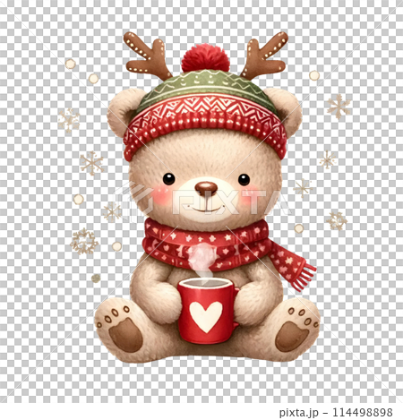 Christmas teddy bear with red mug  Christmas teddy bear with red mug  114498898