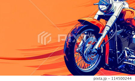 Retro motorcycle on orange background 114500244