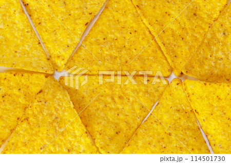 corn nachos on white background 114501730