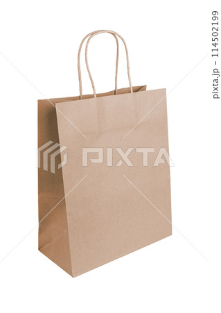 Eco friendly shopping bag made from recycled paper isolated on white background, ecology, recycling Eco friendly shopping bag made from recycled paper isolated on white background, ecology, recycling 114502199
