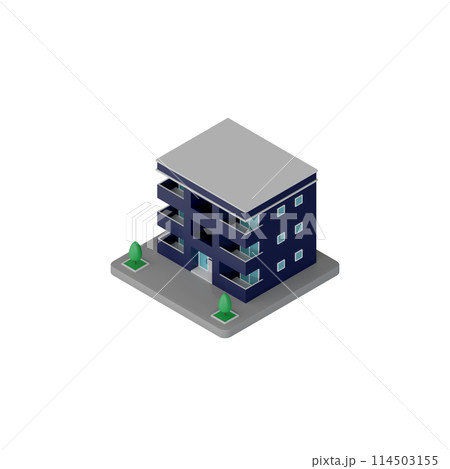 3DCG|アイソメトリック|アパート・マンションの外観 3DCG|アイソメトリック|アパート・マンションの外観 114503155