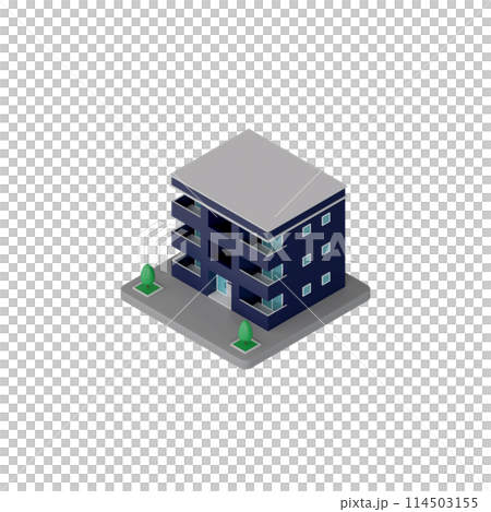 3DCG|アイソメトリック|アパート・マンションの外観 3DCG|アイソメトリック|アパート・マンションの外観 114503155