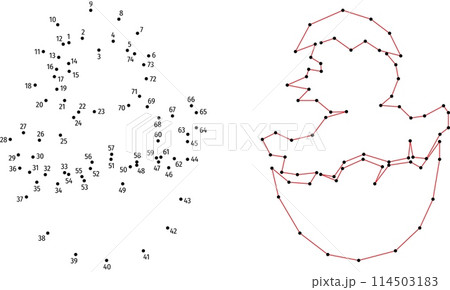 Chicken hatched from the egg. Connect the dots educational drawing game. Dot to dot by numbers puzzle. Google Font Fira Sans Condensed. 114503183