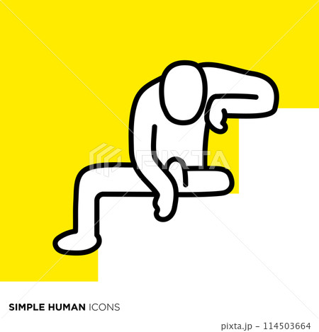 シンプルな人間のアイコンシリーズ,階段でガッカリする人 114503664