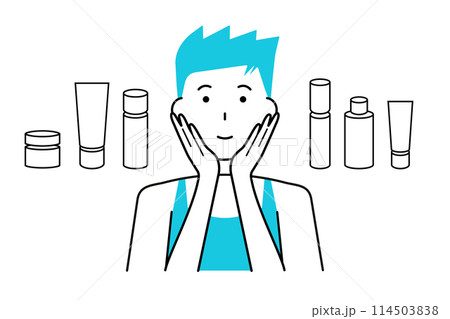 スキンケアをする若い男性 114503838