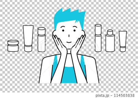 スキンケアをする若い男性 114503838