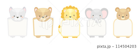 Animal Note Card with Empty Space Vector Set 114504203