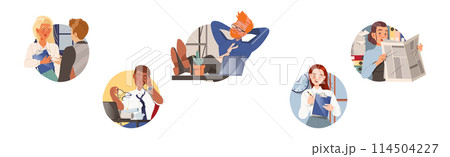 Office Worker Man and Woman Character Vector Set Office Worker Man and Woman Character Vector Set 114504227