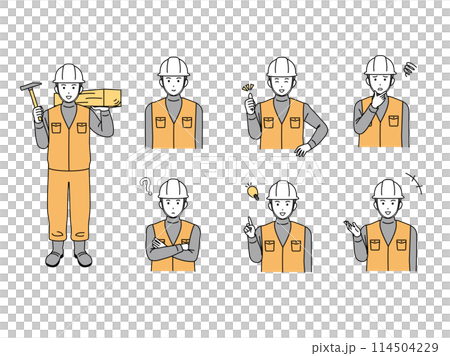 Carpenter, construction worker male illustration set Carpenter, construction worker male illustration set 114504229