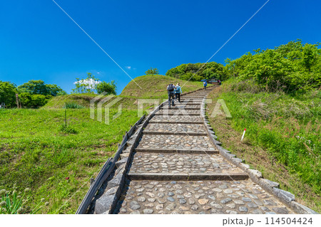 奈良県明日香村　第四十代天武天皇　第四十一代持統天皇　檜隈大内陵の参道 114504424