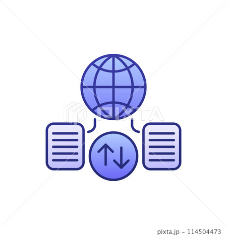 Global data exchange icon with outline 114504473