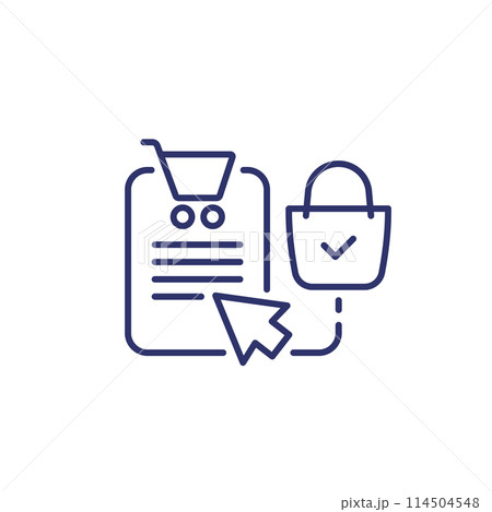 click and collect line icon on white 114504548