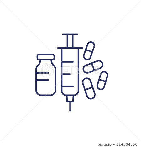 drugs and medication line icon 114504550