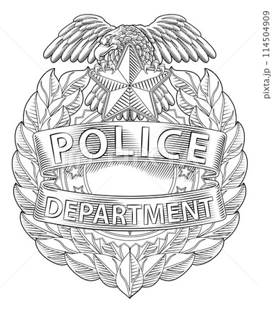 Police Badge Shield Star Sheriff Cop Crest Symbol 114504909