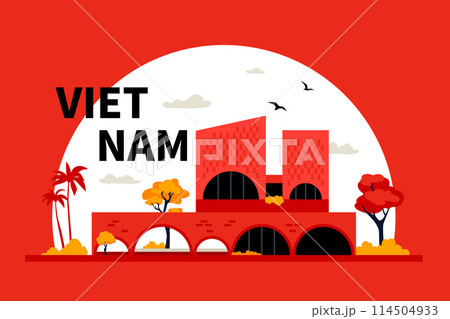 Cuckoo House in Vietnam - modern colored vector illustration Cuckoo House in Vietnam - modern colored vector illustration 114504933