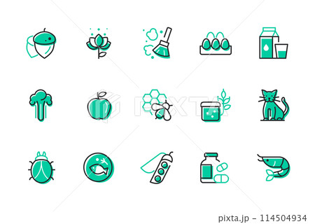 Allergens - set of line design style icons 114504934