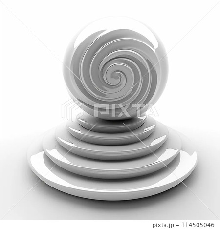 Ball spiral pyramid on a white background all white mono color --v 6.0 114505046