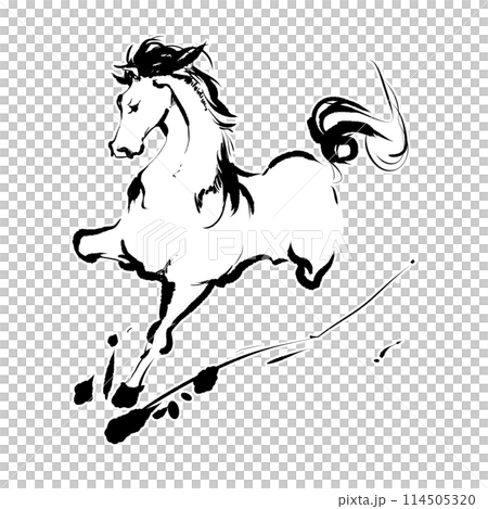 走る白馬のイラスト 114505320