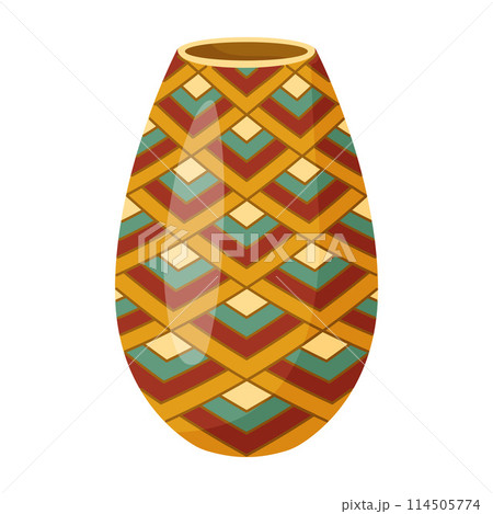Colored ceramics vase, antique, floral and abstract patterns isolated on white 114505774