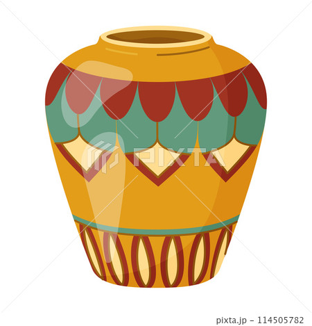 Colored ceramics vase, antique, floral and abstract patterns isolated on white Colored ceramics vase, antique, floral and abstract patterns isolated on white 114505782