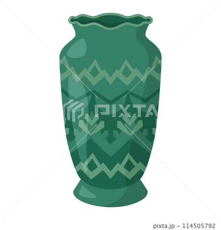 Colored ceramics vase, antique, floral and abstract patterns isolated on white 114505792