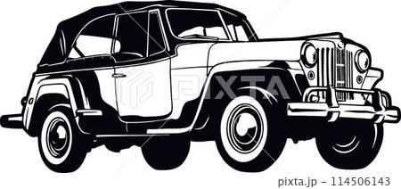 Classic Truck - Classic Old Car, US Muscle car Stencil - Vector Clip Art for tshirt and emblem 114506143