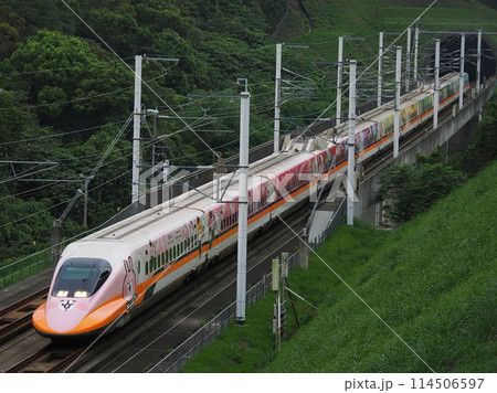 台湾高速鉄道 700T型 「カナヘイの小動物」コラボラッピング列車 快官 高鐵景觀橋にて 台湾高速鉄道 700T型 「カナヘイの小動物」コラボラッピング列車 快官 高鐵景觀橋にて 114506597