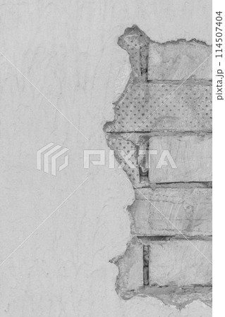 Light Old Plaster Wall And Grey Pattern Abstract Brick Object Detail Architecture Background 114507404