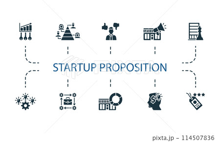 Startup proposition set. Creative icons. Editable elements. 114507836