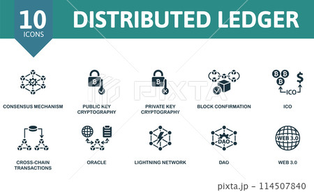 Distributed ledger set. Creative icons. Editable elements. Distributed ledger set. Creative icons. Editable elements. 114507840