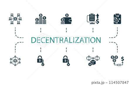 Decentralization set. Creative icons. Editable elements. Decentralization set. Creative icons. Editable elements. 114507847