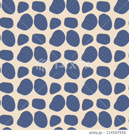 Abstract shapes seamless pattern. Organic oval stripes elements endless background. Geometric modern repeat cover. Vector hand drawn illustration. 114507938