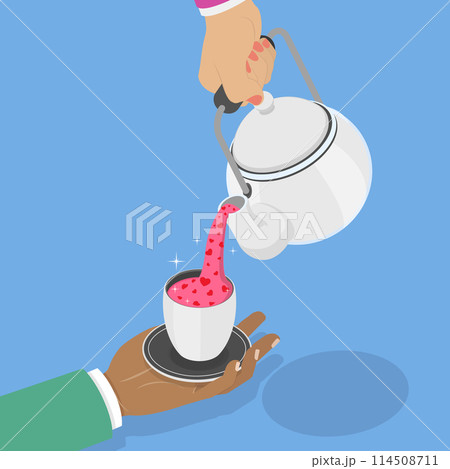 3D Isometric Flat Vector Illustration of Romantic Relationship, Love Drink 3D Isometric Flat Vector Illustration of Romantic Relationship, Love Drink 114508711