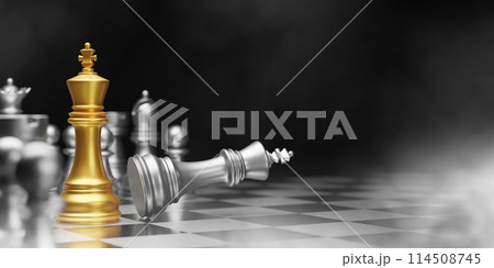 Gold and silver chess on black background business concept of beat your competition 3D render Gold and silver chess on black background business concept of beat your competition 3D render 114508745