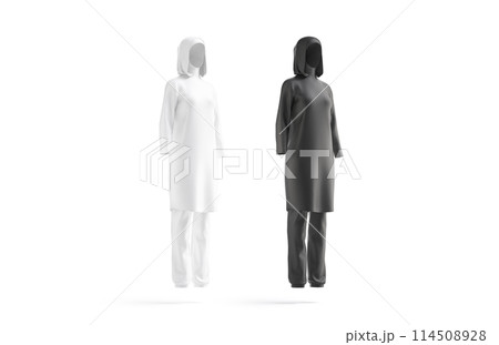 Blank black and white burkini mockup, side view Blank black and white burkini mockup, side view 114508928