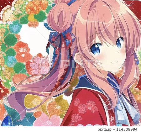 ピンク髪のお団子美少女お姉さん 114508994