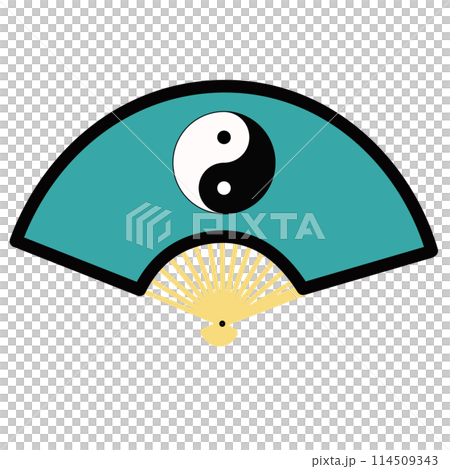 畫有陰陽的扇子插圖 114509343